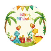 Niedlich Dinosaurier Luftballons Kreis Glücklich Geburtstag Hintergrund